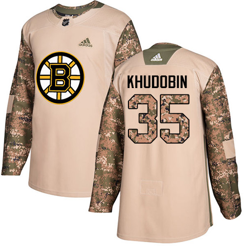 Adidas Bruins #35 Anton Khudobin Camo Authentic Veterans Day Stitched NHL Jersey
